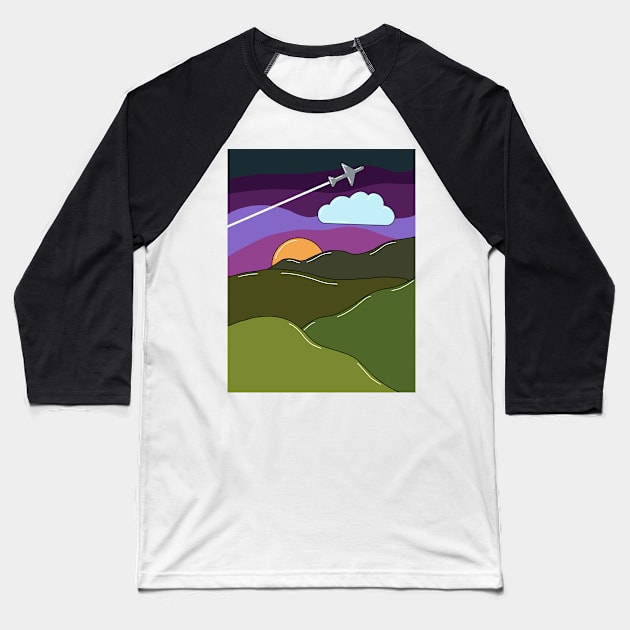 Flying High Over the Hills Baseball T-Shirt by CorrieMick